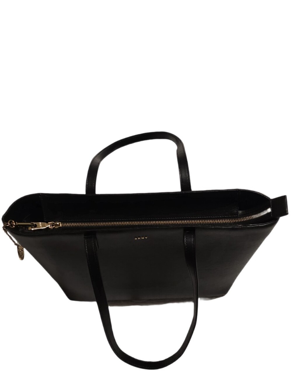 DKNY Bryant Saffiano Cow Leather Medium Tote Bag Black Gold Hardware EUC - Picture 7 of 17